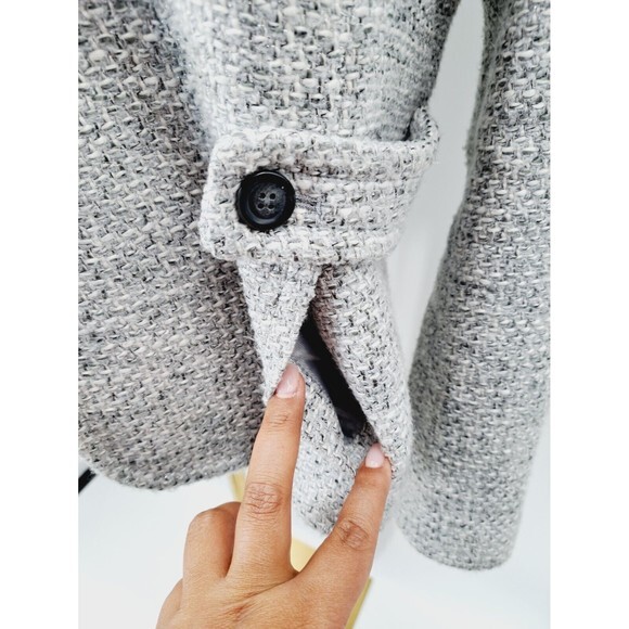 Talbot's Cotton Blend Tweed Coat Women's 10 Grey Metallic White Tweed Mid Length - Picture 6 of 9